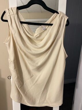a new day Cream Draped Cowl Neck Sleeveless Blouse